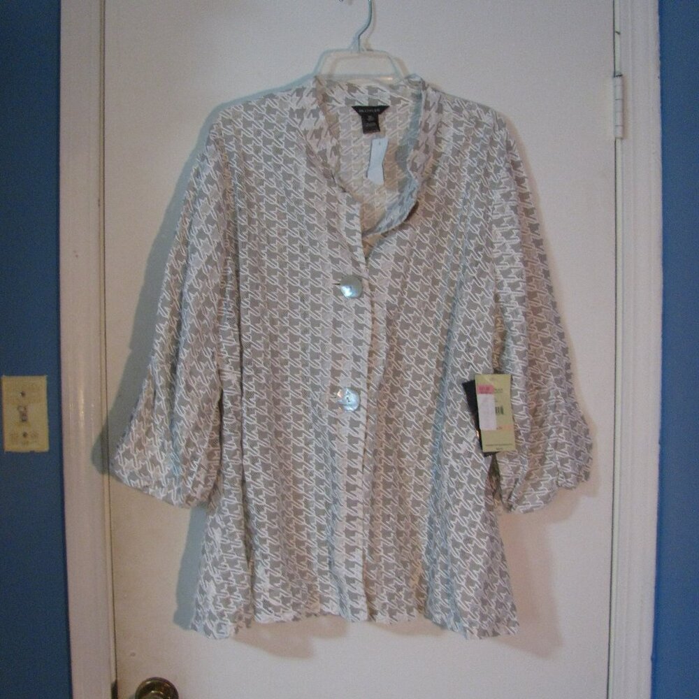 Multiples Blouse 2X Plus Size NWT $85 Semi Sheer Shirt Jacket Shirtjac